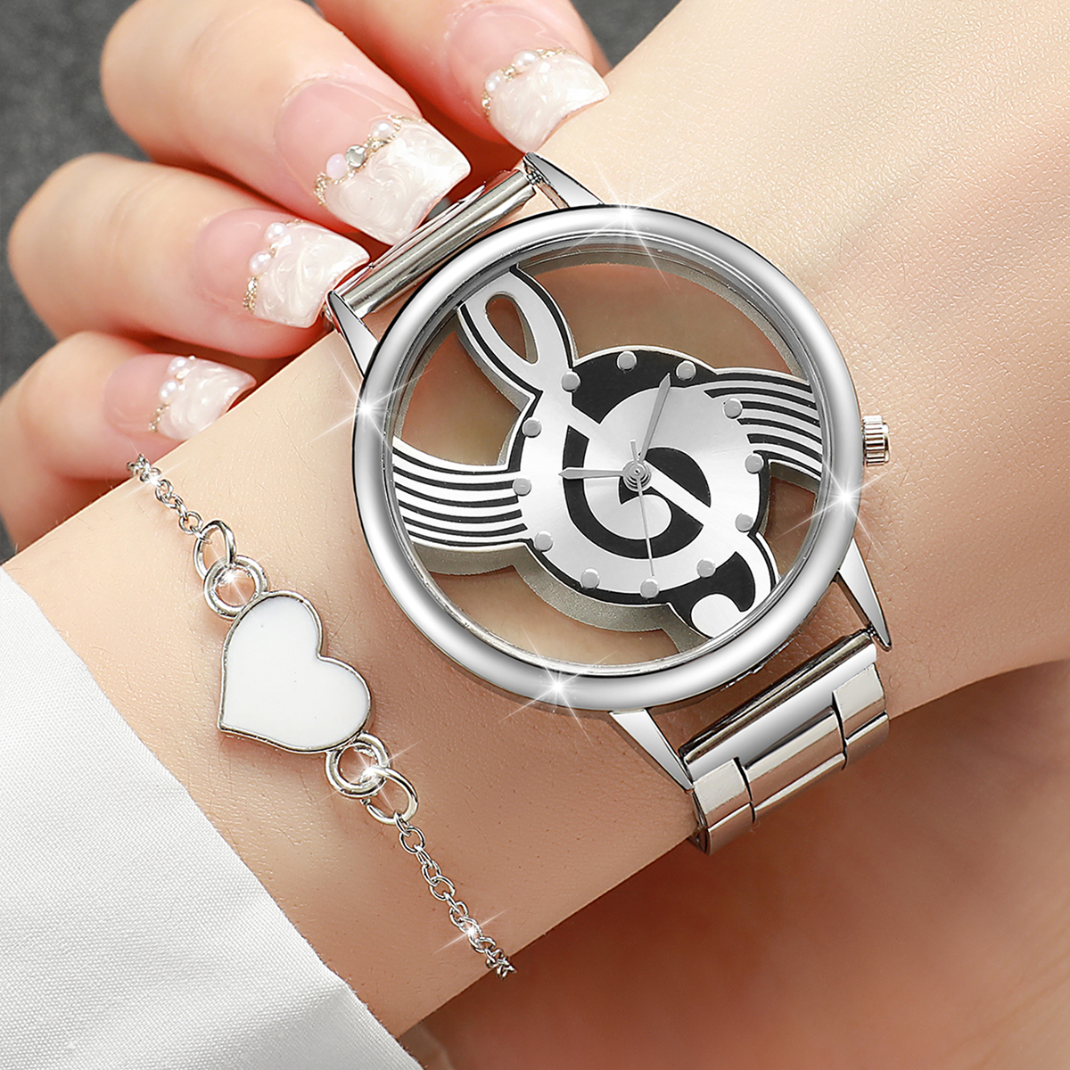 Musical Instrument Jewelry - 2PCS/Set Fashion Women's Watch Hollow-out Musical