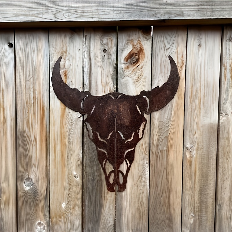 Musical Instrument Trumpet - Vintage Western Bull Head Metal Wall