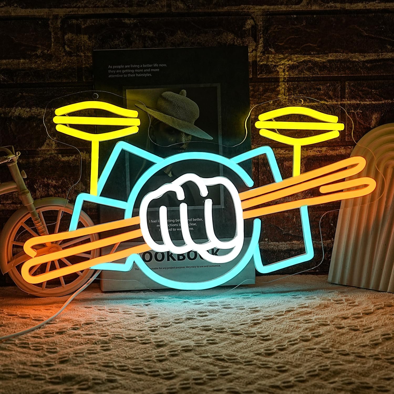 Drum Set Neon Sign USB Powered - Musical Instrument With A recensie en prijs