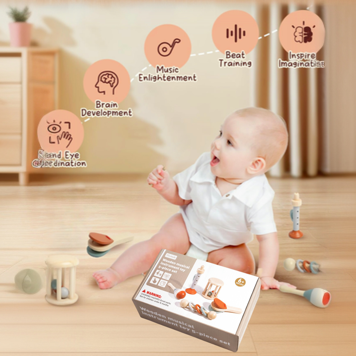 5PCS Toddler Wooden Musical In - Musical Instrument Fagot recensie en prijs